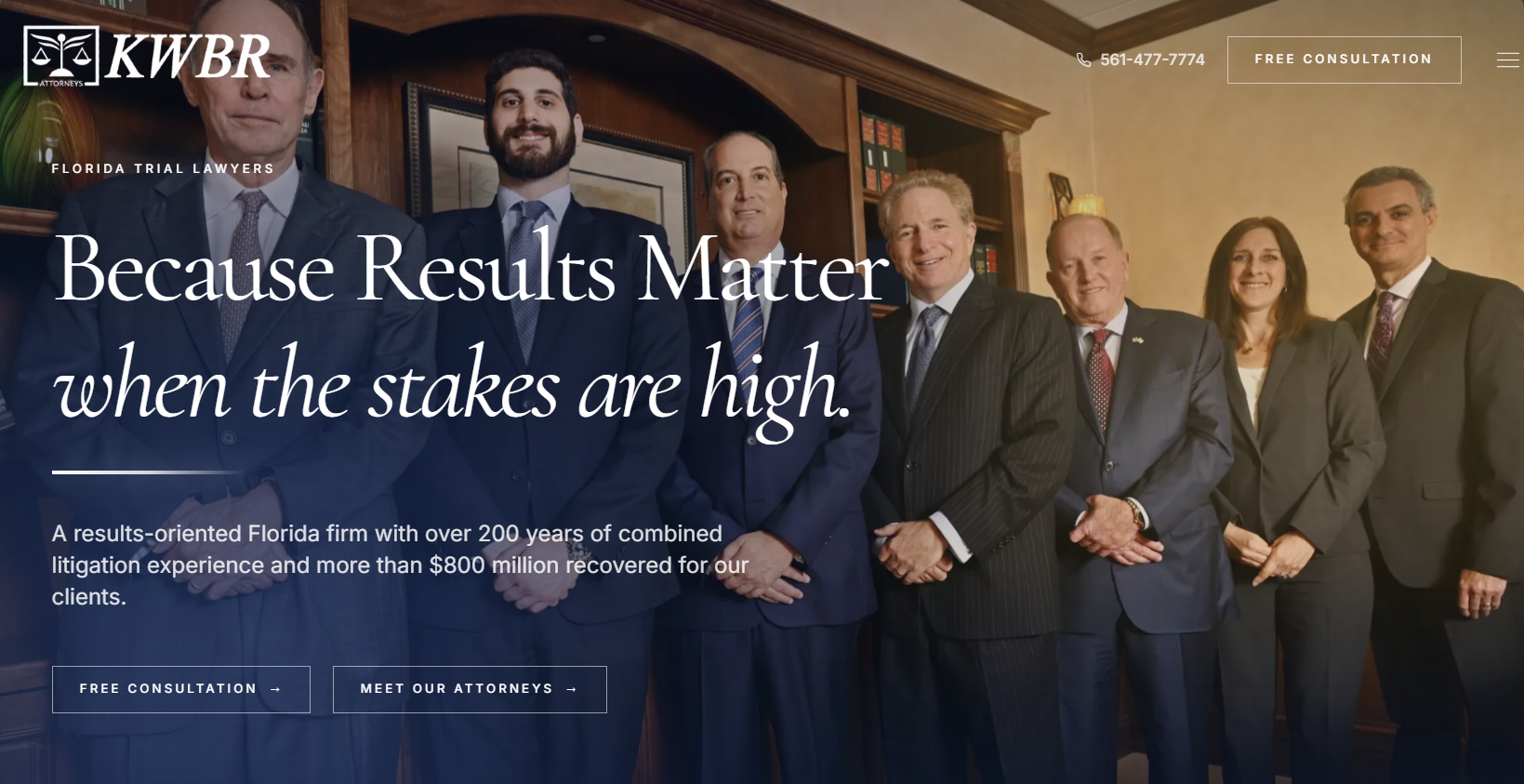 KWB Law website by JAAR Design — Miami business website project